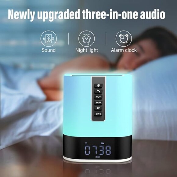 MUSKY Wireless Bluetooth Speaker NIGHT LIGHT AND ALARM CLOCK *NEW* - Picture 5 of 8